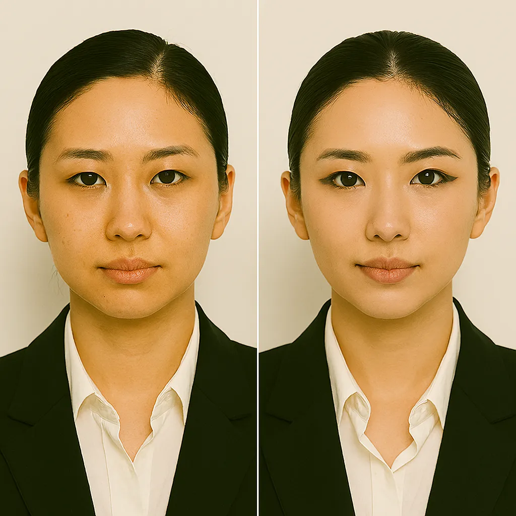 before and after comparison of a woman's face